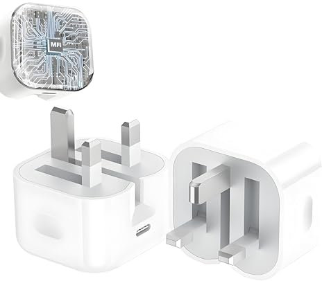 2 Pack Phone Charger for Apple 20W USB-C Power Adapter USB C Plug iPhone Fast Charger [MFi Certified] for iPhone 161514121311X87 Pro/Pro Max/Plus, iPad,Samsung Galaxy,Type C Plug UK Power Adapter