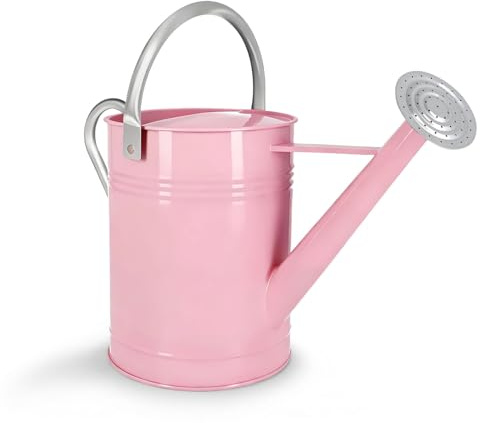 6,5 L Rosa Metall-Gießkanne für Außen- & Zimmerpflanzen, verzinkte Stahl-Gießkanne mit abnehmbarem Ausguss, beweglichem Tragegriff, rostbeständigem Gießtopf für Garten, Rasen und Blumen