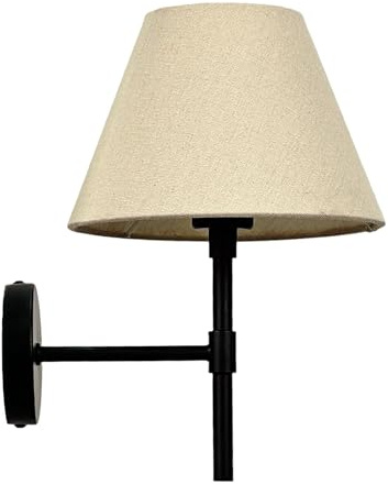 Relaxdays Wandlampe, Stoff-Schirm, Schlichtes Design, E27-Fassung, Moderne Wandleuchte, HD: 32,5 x 27 cm, Creme/schwarz