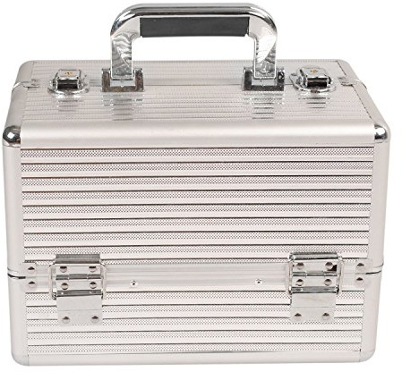 Schminkkoffer Silber Kosmetikkoffer Alu Werkzeugkoffer Nagel Koffer Beauty Case Make up Organizer