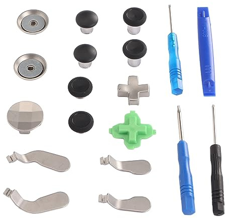FAUOSWUK Accessoires de Manette de Commande 15 en 1, Pièces de Rechange en Acier Inoxydable avec Conception Magnétique, pour Contrôleur Modèle 1698