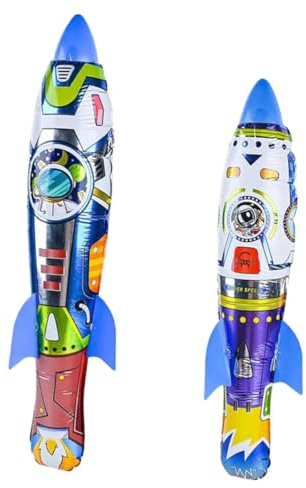 GLEAVI 2 Stück Aufblasbare Wurfraketen 63cm 55cm Leichtes Outdoor für Farbenfrohe Flugspielzeuge zur Motorischer Fähigkeiten