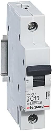 LEGRAND, RX3 Leitungsschutzschalter, thermisch-magnetischer Schutzschalter, C-Charakteristik, 16A, 1-polig, 6000A Ausschaltvermögen, 230/400VAC, 1TE, 419202, Grau
