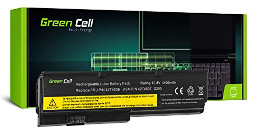 Green Cell Standard Serie 42T4650 Laptop Akku für Lenovo ThinkPad X200 X200s X201 X201i X201s (6 Zellen 4400mAh 10.8V Schwarz)