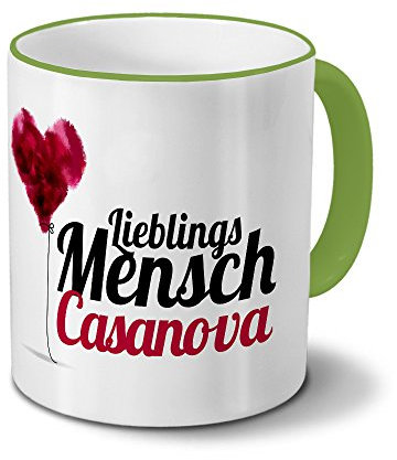 printplanet Tasse mit Namen Casanova - Motiv Lieblingsmensch - Namenstasse, Kaffeebecher, Mug, Becher, Kaffeetasse - Farbe Grün