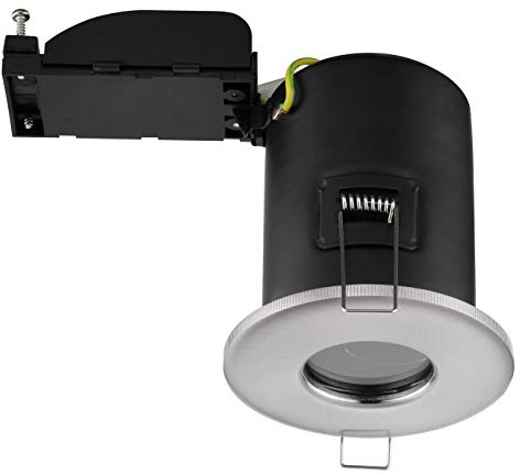 Luceco IP65 Fixed Fire Rated GU10 Downlight, Brushed Steel