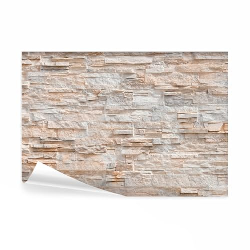 decomonkey - Papier Peint Panoramique Mur de Pierre 400x280 cm - Décoration murale moderne – Tapisserie décorative pour chambre salon - Architecture pierre beige fond de texture moderne