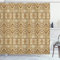ABAKUHAUS Arabeske Duschvorhang, Naher Osten, Stoffliches Gewebe Badezimmerdekorationsset mit Haken, 175 x 200 cm, Aprikose Creme