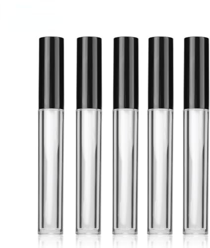 6 x 5 ml. Leere wiederverwendbar Glasflaschen in Rollenform, transparente Flaschen mit schwarzem Verschluss, ideal für Lipgloss Eyeliner, ätherische Öle.