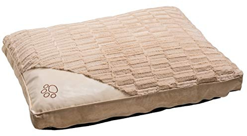 CnA Stores - Textured Fur Pet Bed For Dogs - Non-Slip - Easy Care zipped Removable Cover - 90cm x 70cm (Latte)