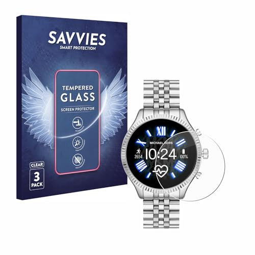 savvies Verre Trempé pour Michael Kors Access Lexington 2 (3 Pièces) Vitre Protection Ecran, Film Trempé de Verre, Dureté 9H