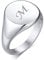 PJ JEWELLERY Unisex personalisierte Edelstahl Paar erste runde Siget Ring Ehering benutzerdefinierte Siegel Ring für Frauen 54 (17.2)