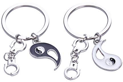 Amosfun Paar Schlüsselbund Tai Chi Ying Yang Schlüsselanhänger Freundschaft Handtasche Geldbörse Charme Ornament für Klassenkameraden Freunde Abschluss Neujahr Geschenk 2St