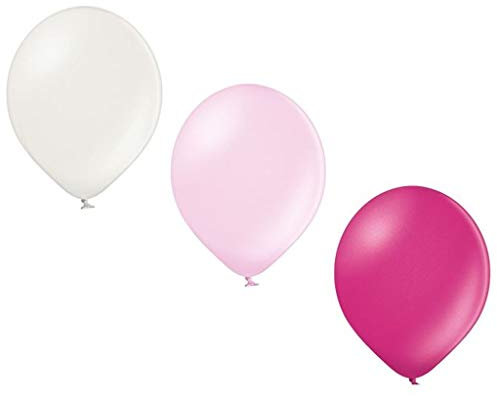 Ballonheld 50 Metallic Luftballons 3 Farben pink, rosa und weiß Qualitätsballons 27 cm Ø KEIN Plastik, biologisch abbaubar