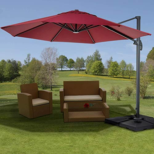 madera Sonnenschirm Ampelschirm Ø 4m Marktschirm Bordeaux Schirm Ständer Neu drehbar