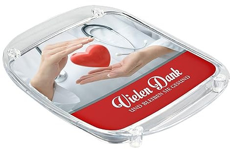 WIRKSAM WERBEN Zahlteller Kassierteller für Apotheken, Arztpraxen, Physiotherapie, Ergotherapie und Heilpraktiker, Acryl-Glas, fix & fertig montiert