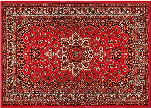 Fußmatte für innen als waschbare Motiv Tür-Matte - 50x70 cm Fußabtreter Vintage Perser rot als rutschfeste Schmutzfangmatte - Moderne Eingangsbereich Sauberlaufmatte für Flur Haustür