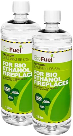EKOFUEL (2 x 1 Litre) Premium Bioethanol Fuel – Liquid Fuel for Fires Pits, Fireplace | High Purity Clean Burning Bio| Indoor & Outdoor Ethanol Fuel