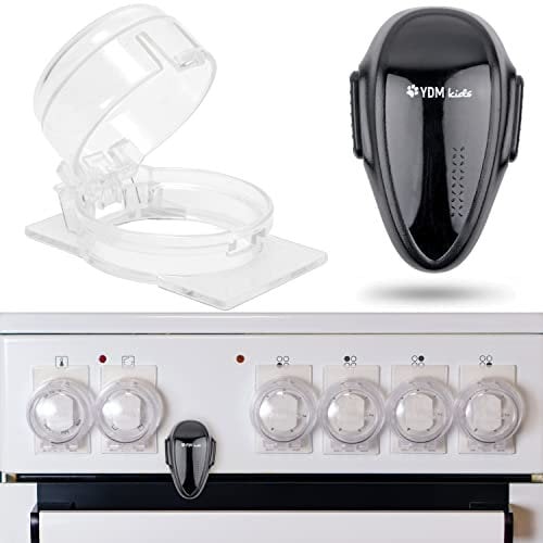 Cache-Boutons de Cuisinière et Verrou pour le Four, Jeu de 7, pour Cache Boutons avec max. Ø 4,9 cm avec min. Distance centre à centre de 6,1 cm, Couverture Bouton Cuisinière, Bloc Protection enfants