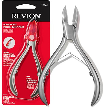 Revlon Nagelzange ohne Ricochet, 1 Stück | Saubere Nagelhautzange mit Magnetschild für kein Wegfliegen und hochpräzise Klinge. Aus Edelstahl.