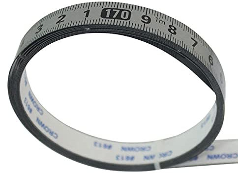 Selbstklebendes Maßband, Karbonstahl, 10 mm breit, Edelstahlfarbe, metrische Skala, Gehrungsband, Maßstabslineal (links nach rechts), 2 m Länge, 1 Stück