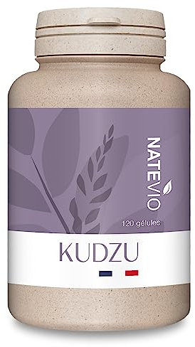 NATEVIO Kudzu - 600 mg (8% isoflavones garanti) - 120 gélules - Sevrage des addictions - Complément alimentaire pour le stress et surmenage - Calmant - 100% naturel - Fabriqué en France