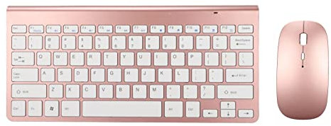 ciciglow Wireless Keyboard and Mouse Combo, 2.4G Slim Silent USB Keyboard Mouse 78 Keys Compact Computer Keyboard for Desktop, Computers, Mobile Devices, Tablet(Rose Gold)