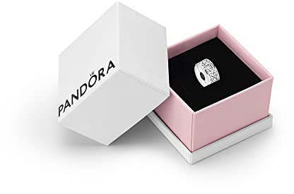 PANDORA Sterling Silver Clear Pavé Clip Charm for Bracelet, Gift Box | Clear Pavé Clip Charm in Sterling Silver Pavé-Set with Cubic Zirconia & Fitted with a Hidden Silicone Grip