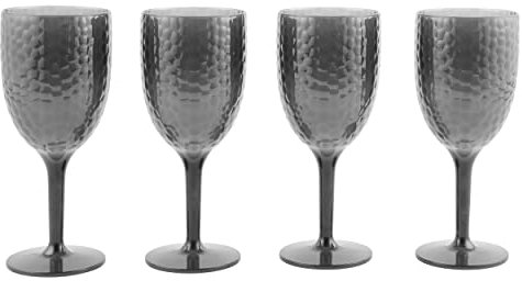 Cambridge Fête, 4 Verres à Vin 340ml, Verres en plastique dur sans BPA, Parfait pour l'extérieur, camping, fêtes, Réutilisables Incassables et Faciles à nettoyer, Diamant Gris, CM07651GEU7