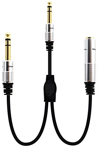 LOKEKE 6.35mm Y Splitter Cable, Gold-Plated 6.35mm 1/4 TRS Male to Dual 1/4 Mone Stereo Audio Jack Cable Cord for Tablets Players Headphone(M to M/F)