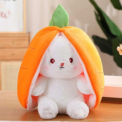 shineFinder Hasen Verstecken,Gefülltes Kaninchen mit Karotten und Erdbeeren, Plüschtier Hase, Hasenpuppe, Hasenplüsch, Weiches Plüsch-Kaninchen-Spielzeug(Karotte, 18cm)