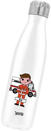 Borraccia Termica Bottiglia Termica Acciaio Inox 500ml Bottiglia Termica Made in Italy Ecologica Thermos 24 Ore Freddo & 12 h Caldo - Personalizzata con nome - Ambulanza Uomo
