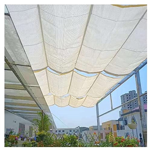STRMAX Sonnensegel Sichtschutznetz,Patio Retractable Shade Cover, Pergola Replacement Cover Canopy Outdoor Slide Wire Wave Shade Sail UV-beständig for Pergola Garden (Color : White, Size : 1.4x7m)