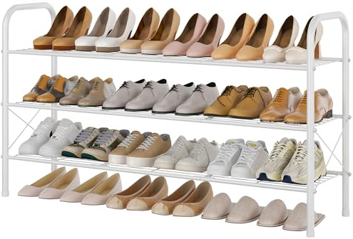 Hoctieon Schuhregal im Netz-Stil mit 3 Ebenen, Schuhregal für den Eingangsbereich, Schuhaufbewahrungs-Organizer, Schuhregal für den Schrank, platzsparend für Badezimmer, Garage, Flur, Weiß