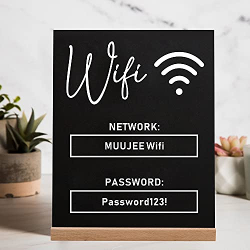 Cartello Wi-Fi personalizzato in acrilico - Targa Wifi in Acrilico Nero per Casa Airbnb Noleggio Piccole Imprese Saloni Ristoranti Bar Hotel(Base venduta separatamente)