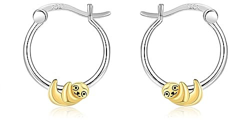 URONE Faultier Ohrringe Silber 925 - Creolen - Schmuck - Geschenk für Damen Frauen