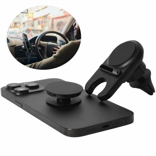 Dashboard Phone Mount inc PopSocket, Hands-Free Car Holder Compatible with PopSocket, Universal Air Vent Mobile Mount for Smartphones, Adjustable and Secure Cradle for Driving