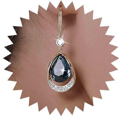 Aneneiceera Vintage Saphir Tropfen Ohrringe - Blau Kristall Baumeln Haken CZ Strass Schmuck Für Frauen Und Mädchen - Boho Stil