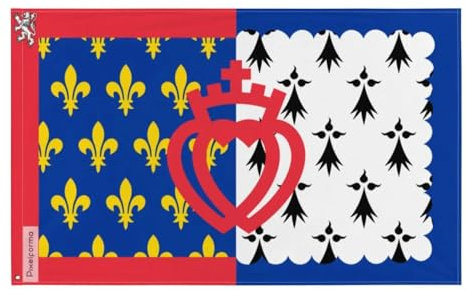Drapeau Pays de la Loire Plusieurs Tailles en Polyester 60x90cm 4. 2 œillets à gauche avec bande blanche