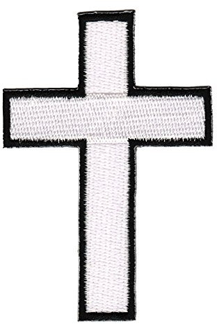 BP BRAUNERT PATCHES Kreuz Weiß Aufnäher zum aufbügeln Bügelbild Aufbügler Bügelflicken Patch Größe 5,5 x 8,0 cm