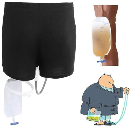 Urinbeutel Für Männer, Tragbarer Inkontinenzhose Urinsystem Ideal Für Männer Auslaufsicherer Natursektbeutel Auslaufsicherer Beinpinkelhalter Aus Silikon Für Ältere Menschen ( Size : Large (86-100cm)