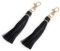 2 Pieces Porte Clef Femme avec Pompons,Porte-Clés pour Sacs à Main,Téléphones Portables,Accessoires de Clés Pratique,14.5 x 1.5cm (Noir)