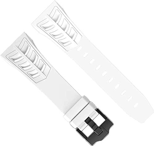 SCHIK Custodia per orologio in fibra di carbonio, per Apple Watch Band 8 7 45 mm in gomma fluoro rm mod kit cornice lunetta modifica set, per iWatch 6 5 4 SE 44 mm (colore: cinturino-w, dimensioni: 45