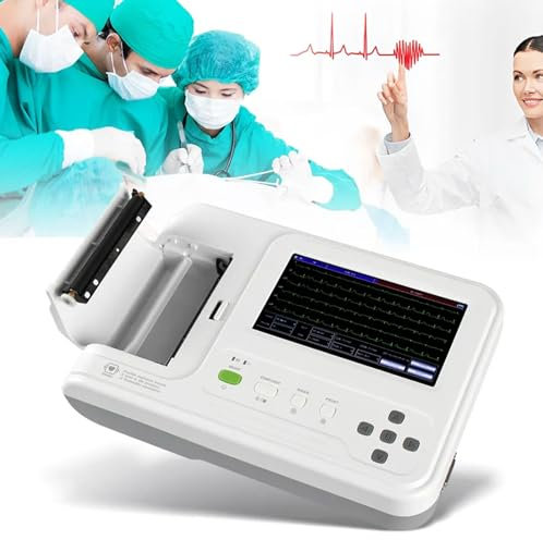 12 Leads EKG Monitor Portable 7 inch LCD Touch Screen Digital 6 Channel Electrocardiograph ECG/EKG Machine