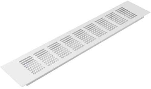 Vent Systems 80 x 400 mm Weiß Aluminium Tür Lüftungsgitter - Möbel, HVAC Abdeckung für Heizung, Kühlung, Abluft - Belüftung Gitter - Lueftungsgitter für Innen und Aussen Entlüftungsabdeckung