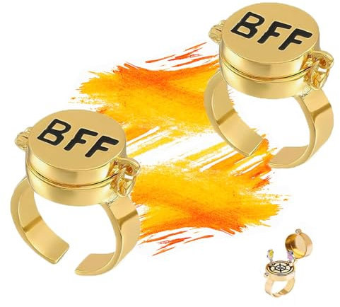 cailiya 2 Stück Beste Freunde für Immer Ringe,Ringes Symbol Of Friendship,Süßes BFF Ring Offene Kappe Ringes,Erinnerungsgeschenk für Die Beste Freundin