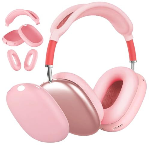 Compatible con Funda Airpods MAX, Silicona para Airpods MAX Case, Anti Impronta Antigraffio Anti Polvere, Suave y Cómodo, Calidad de Audio sin Pérdidas Accesorios 3 en 1 Apto para Airpods MAX-Rosado