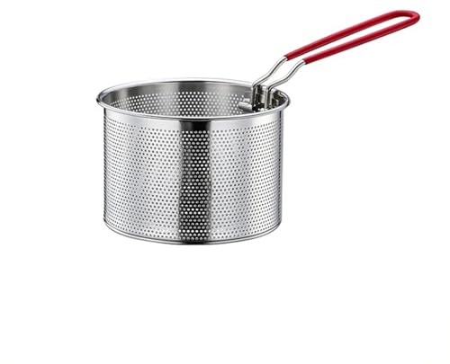 Pommes Körbchen Frittierkorb,Edelstahl Nudelkorb Küchensieb mit Griff Pommes Körbchen Frittierkörbchen Schöpflöffel Draht Skimmer Küchen und Haushaltssieb (14cm)