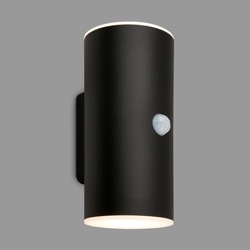 BRILONER - LED Wandlampe Akku mit Bewegungsmelder, Dämmerungssensor, 20 sek. Timer, Aussenlampe, Wandleuchte aussen, LED Strahler, Außenleuchte, Außenwandleuchte, 15,5x7x8,5 cm (HxBxT), Schwarz