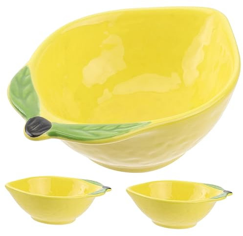 LABRIMP 3stücke Keramische Dipschalen Mit Zitronenmotiv Dekorative Sojasaucenschalen Für Snacks Gewürze Und Obst Praktische Und Waschbare Servierschalen Für Zuhause Und Restaurants